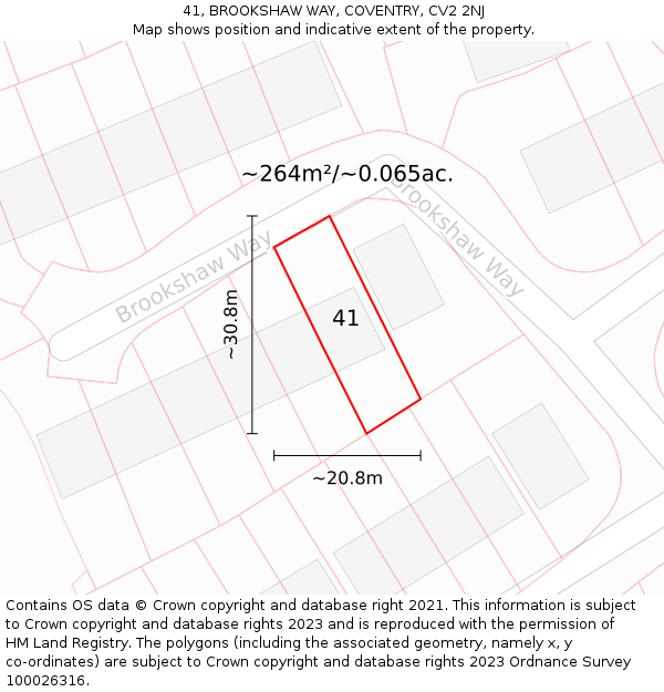 41, BROOKSHAW WAY, COVENTRY, CV2 2NJ: Plot and title map