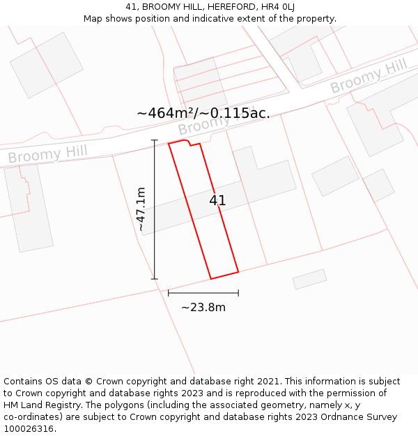 41, BROOMY HILL, HEREFORD, HR4 0LJ: Plot and title map