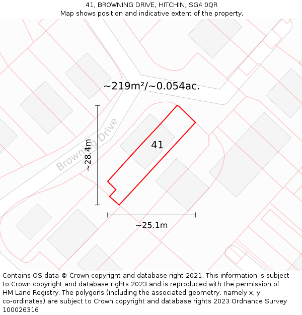 41, BROWNING DRIVE, HITCHIN, SG4 0QR: Plot and title map