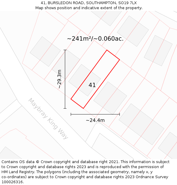 41, BURSLEDON ROAD, SOUTHAMPTON, SO19 7LX: Plot and title map