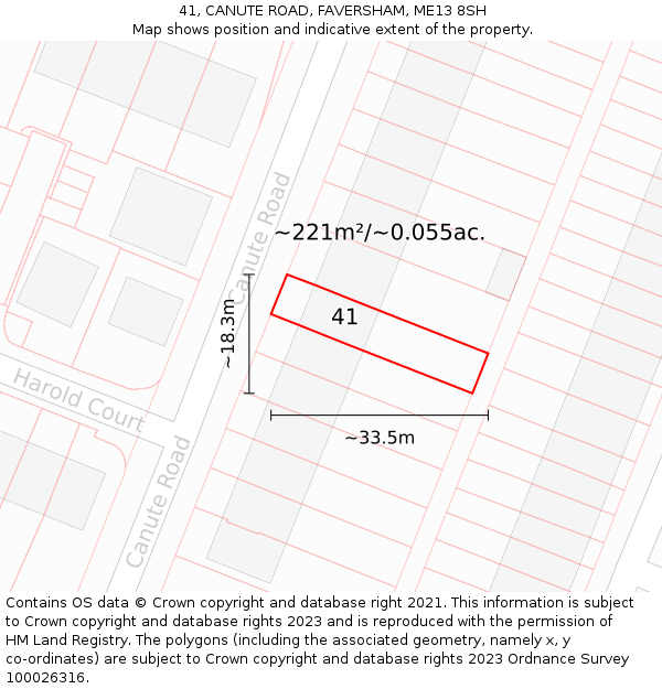 41, CANUTE ROAD, FAVERSHAM, ME13 8SH: Plot and title map