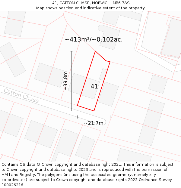 41, CATTON CHASE, NORWICH, NR6 7AS: Plot and title map