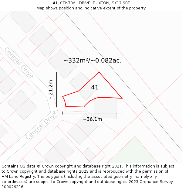 41, CENTRAL DRIVE, BUXTON, SK17 9RT: Plot and title map