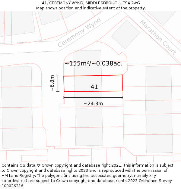 41, CEREMONY WYND, MIDDLESBROUGH, TS4 2WG: Plot and title map