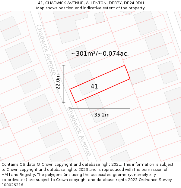41, CHADWICK AVENUE, ALLENTON, DERBY, DE24 9DH: Plot and title map