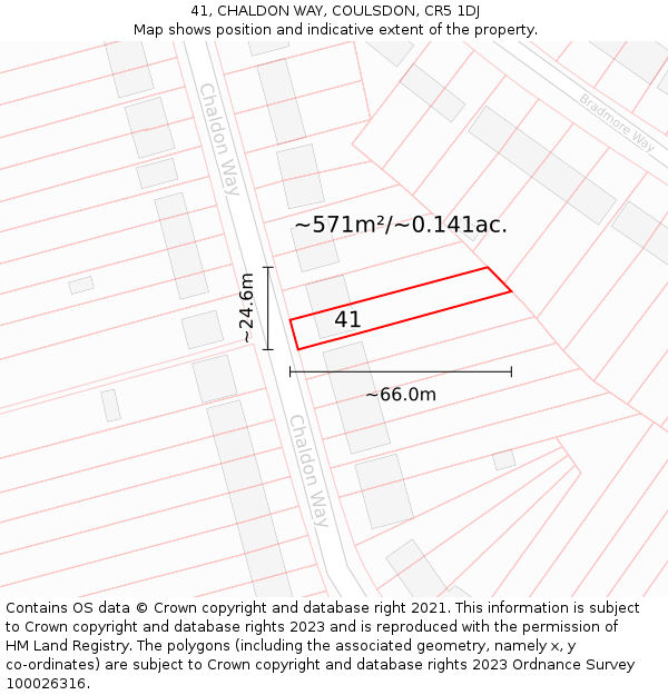 41, CHALDON WAY, COULSDON, CR5 1DJ: Plot and title map