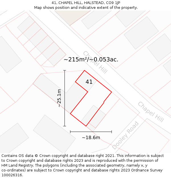 41, CHAPEL HILL, HALSTEAD, CO9 1JP: Plot and title map