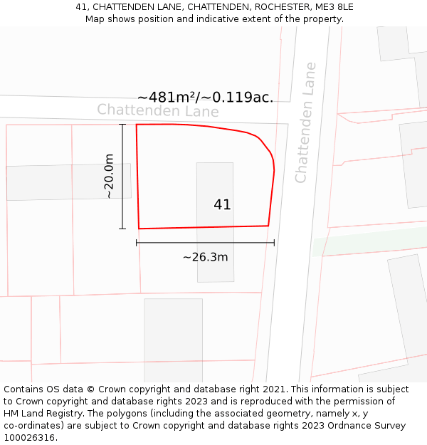 41, CHATTENDEN LANE, CHATTENDEN, ROCHESTER, ME3 8LE: Plot and title map