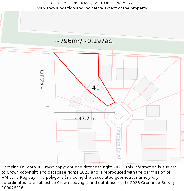 41, CHATTERN ROAD, ASHFORD, TW15 1AE: Plot and title map