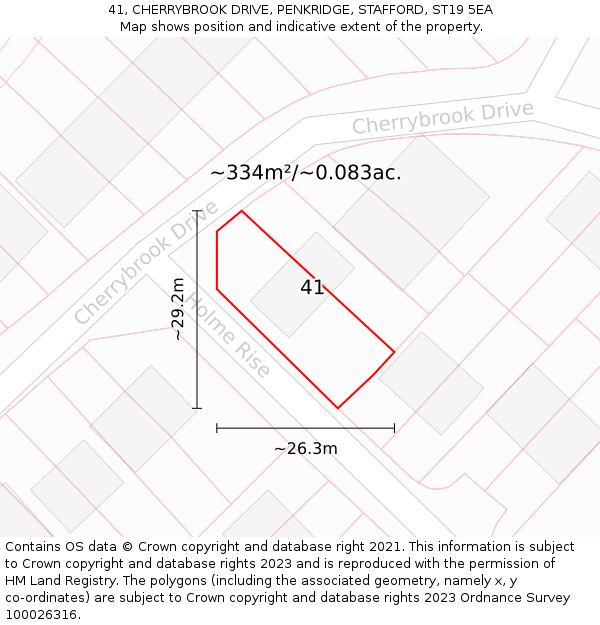 41, CHERRYBROOK DRIVE, PENKRIDGE, STAFFORD, ST19 5EA: Plot and title map