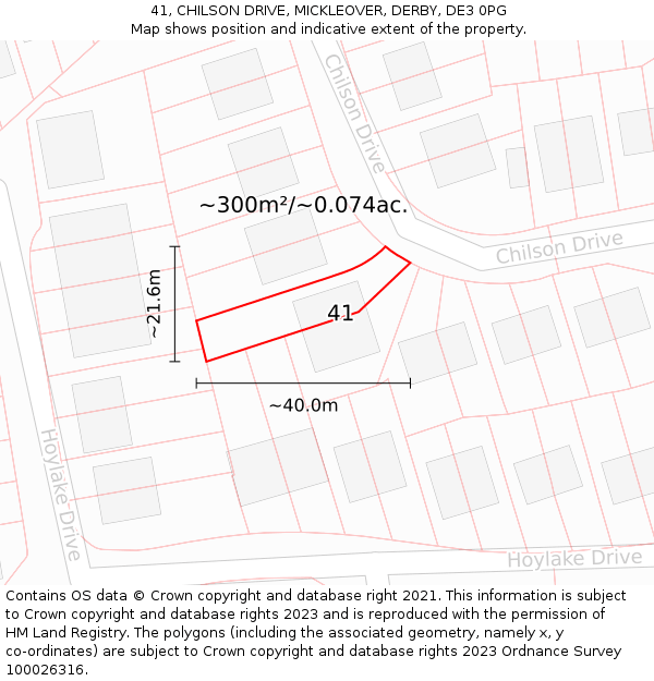 41, CHILSON DRIVE, MICKLEOVER, DERBY, DE3 0PG: Plot and title map