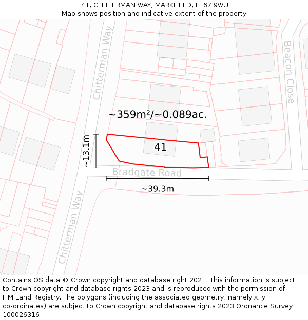 41, CHITTERMAN WAY, MARKFIELD, LE67 9WU: Plot and title map