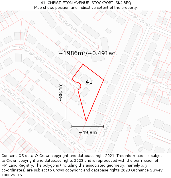 41, CHRISTLETON AVENUE, STOCKPORT, SK4 5EQ: Plot and title map