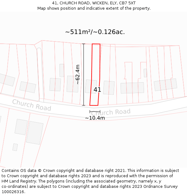 41, CHURCH ROAD, WICKEN, ELY, CB7 5XT: Plot and title map