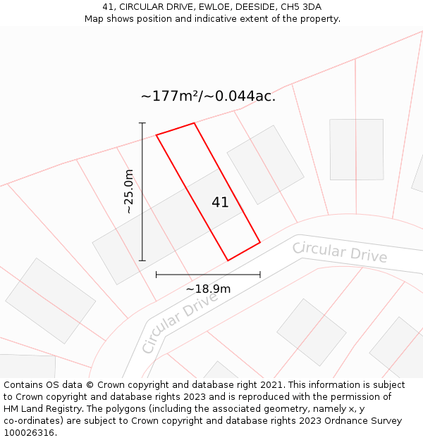 41, CIRCULAR DRIVE, EWLOE, DEESIDE, CH5 3DA: Plot and title map