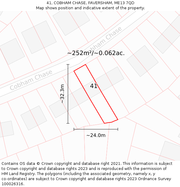 41, COBHAM CHASE, FAVERSHAM, ME13 7QD: Plot and title map