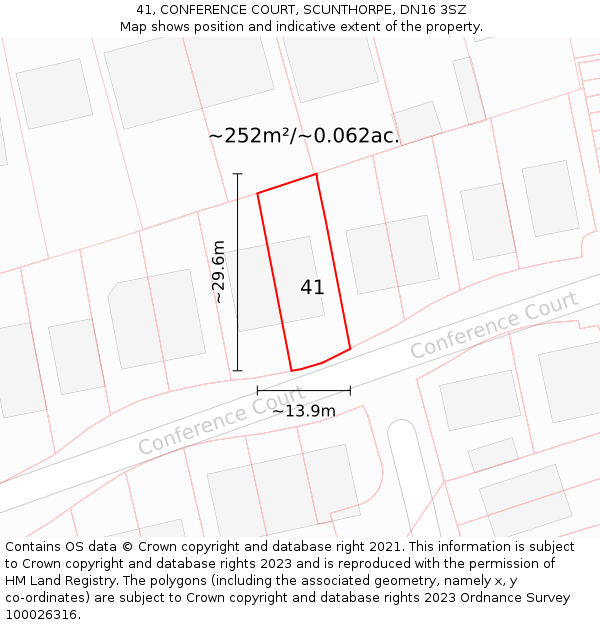 41, CONFERENCE COURT, SCUNTHORPE, DN16 3SZ: Plot and title map