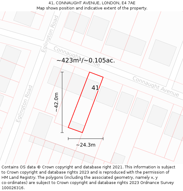 41, CONNAUGHT AVENUE, LONDON, E4 7AE: Plot and title map