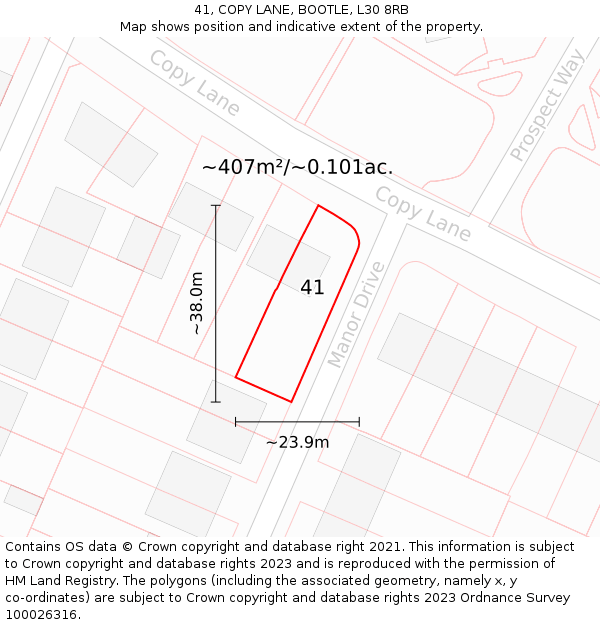 41, COPY LANE, BOOTLE, L30 8RB: Plot and title map