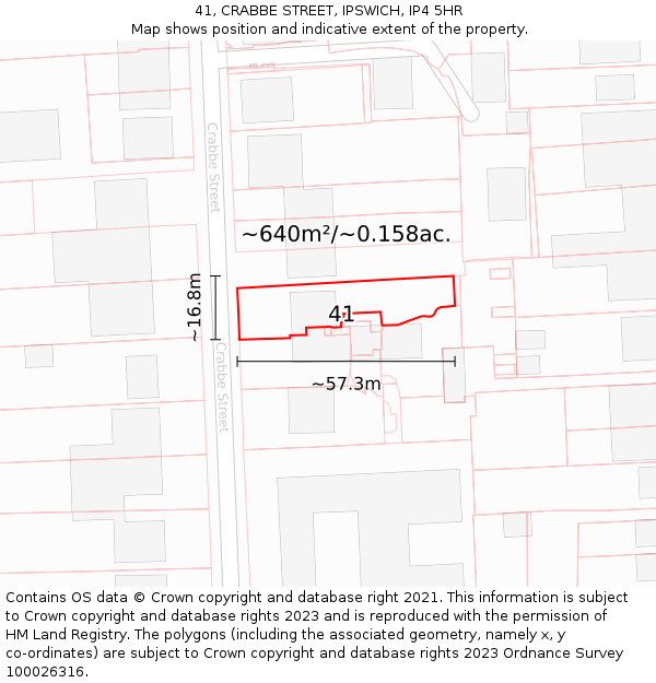 41, CRABBE STREET, IPSWICH, IP4 5HR: Plot and title map