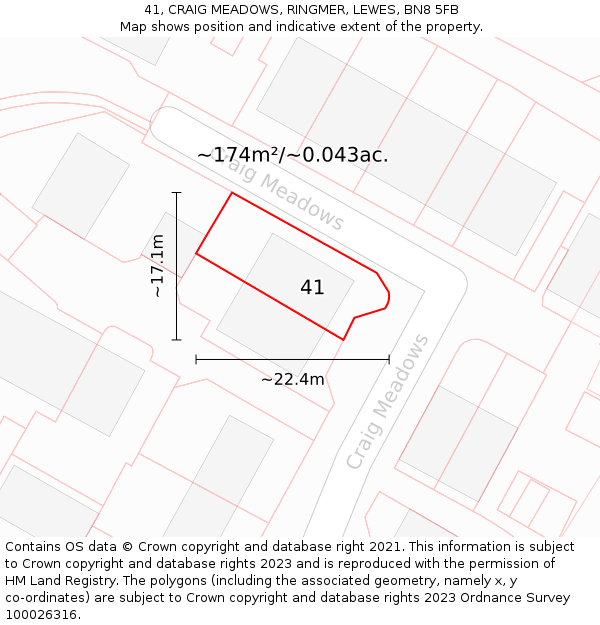 41, CRAIG MEADOWS, RINGMER, LEWES, BN8 5FB: Plot and title map