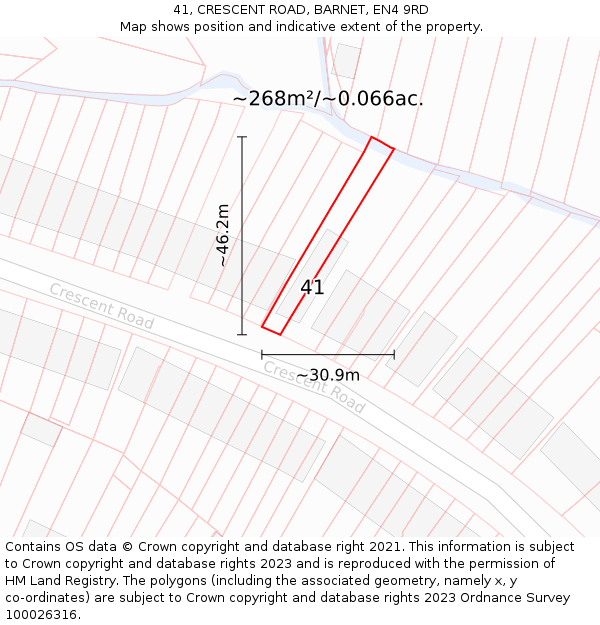 41, CRESCENT ROAD, BARNET, EN4 9RD: Plot and title map