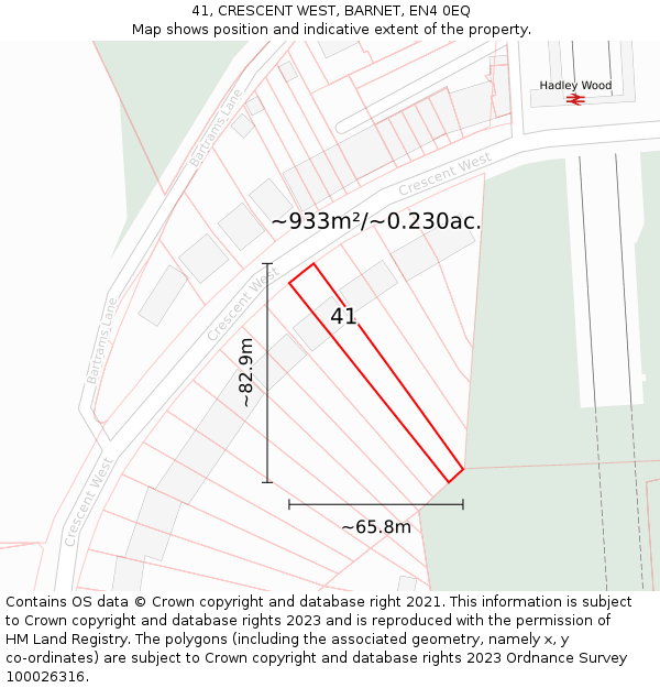 41, CRESCENT WEST, BARNET, EN4 0EQ: Plot and title map