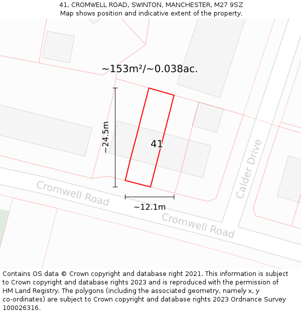 41, CROMWELL ROAD, SWINTON, MANCHESTER, M27 9SZ: Plot and title map