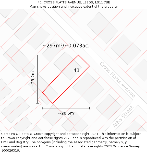 41, CROSS FLATTS AVENUE, LEEDS, LS11 7BE: Plot and title map
