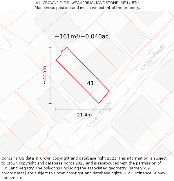 41, CROWNFIELDS, WEAVERING, MAIDSTONE, ME14 5TH: Plot and title map