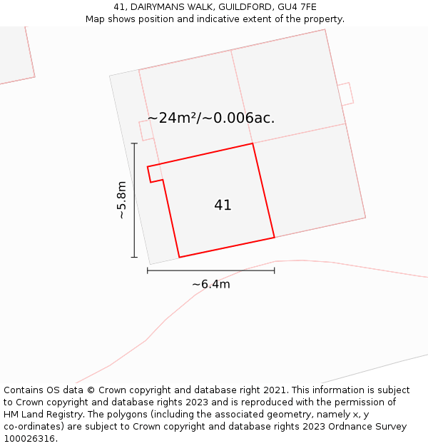 41, DAIRYMANS WALK, GUILDFORD, GU4 7FE: Plot and title map