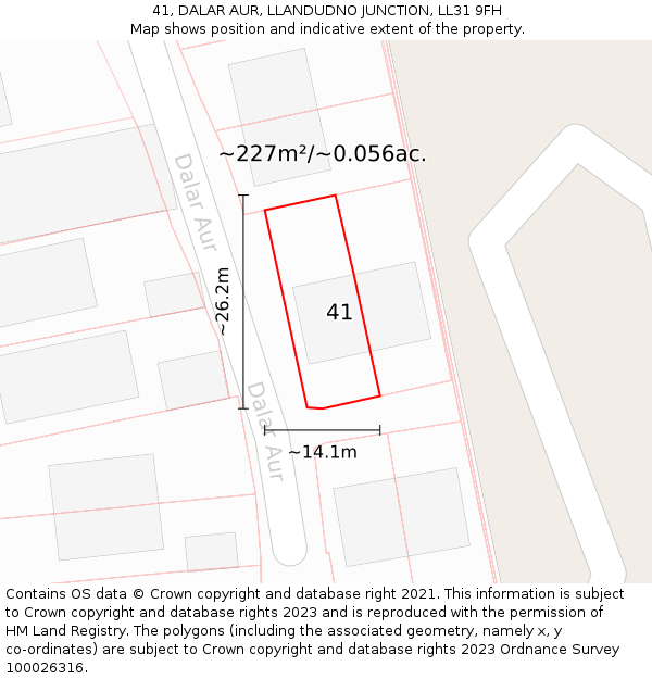 41, DALAR AUR, LLANDUDNO JUNCTION, LL31 9FH: Plot and title map