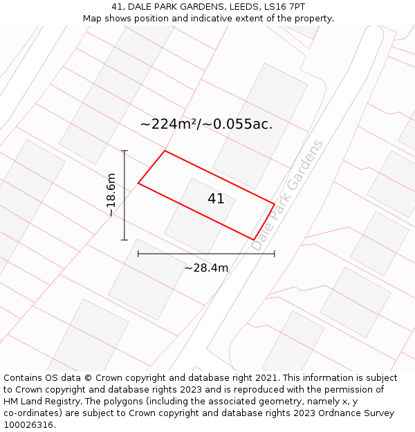 41, DALE PARK GARDENS, LEEDS, LS16 7PT: Plot and title map