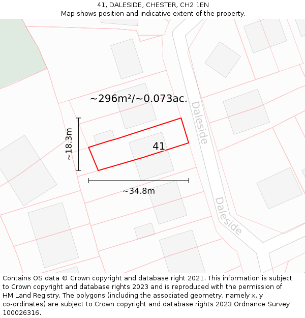 41, DALESIDE, CHESTER, CH2 1EN: Plot and title map