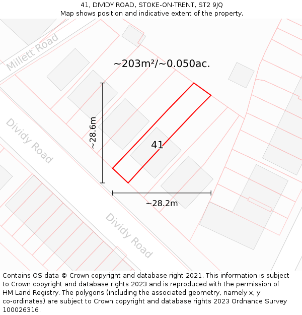 41, DIVIDY ROAD, STOKE-ON-TRENT, ST2 9JQ: Plot and title map