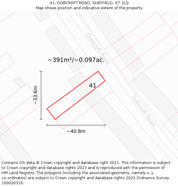 41, DOBCROFT ROAD, SHEFFIELD, S7 2LQ: Plot and title map