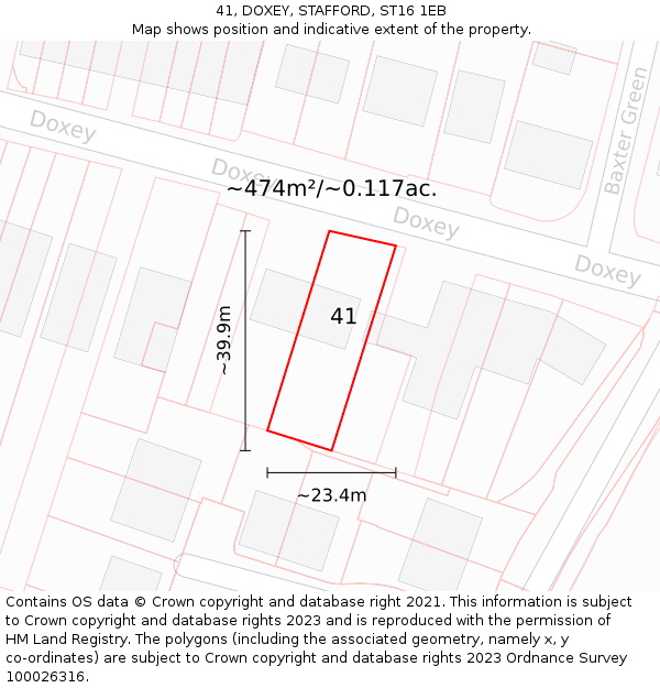 41, DOXEY, STAFFORD, ST16 1EB: Plot and title map
