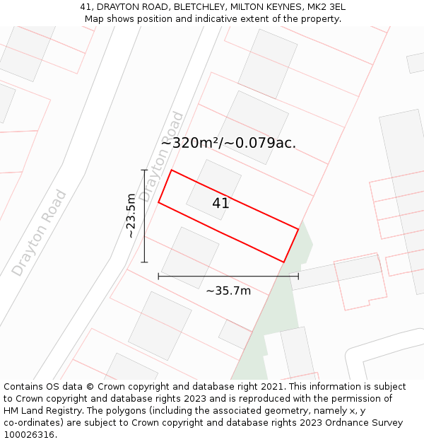 41, DRAYTON ROAD, BLETCHLEY, MILTON KEYNES, MK2 3EL: Plot and title map