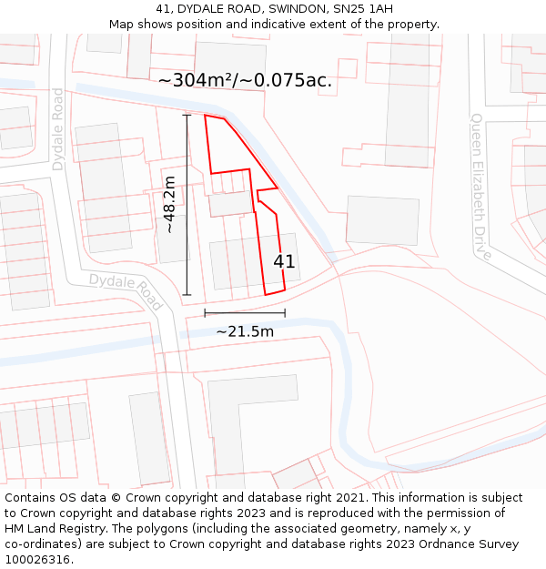41, DYDALE ROAD, SWINDON, SN25 1AH: Plot and title map