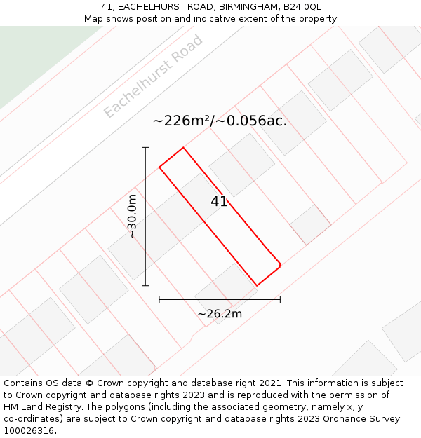 41, EACHELHURST ROAD, BIRMINGHAM, B24 0QL: Plot and title map