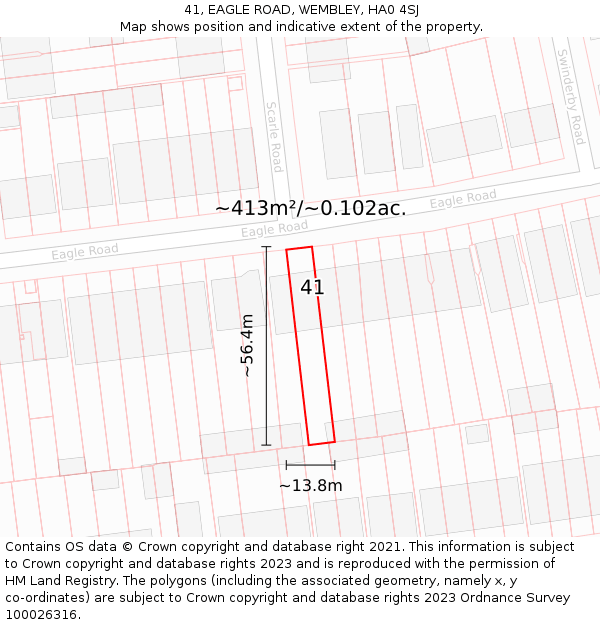 41, EAGLE ROAD, WEMBLEY, HA0 4SJ: Plot and title map