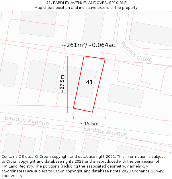 41, EARDLEY AVENUE, ANDOVER, SP10 3NF: Plot and title map