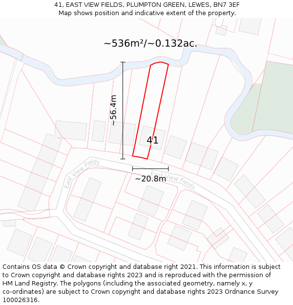 41, EAST VIEW FIELDS, PLUMPTON GREEN, LEWES, BN7 3EF: Plot and title map