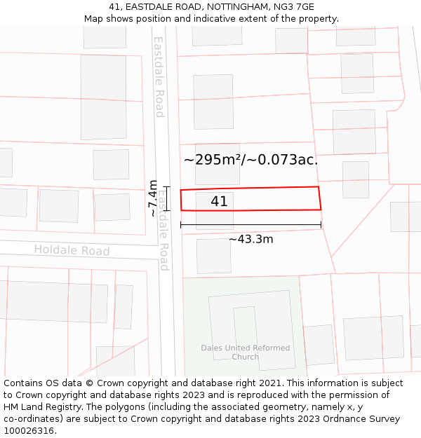 41, EASTDALE ROAD, NOTTINGHAM, NG3 7GE: Plot and title map