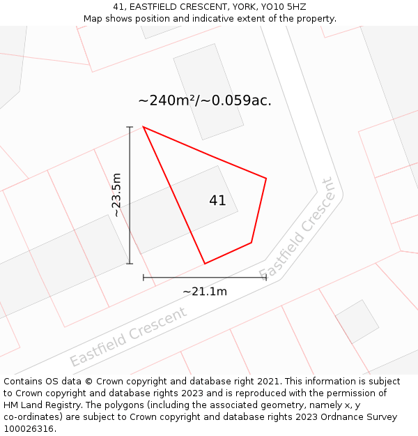 41, EASTFIELD CRESCENT, YORK, YO10 5HZ: Plot and title map