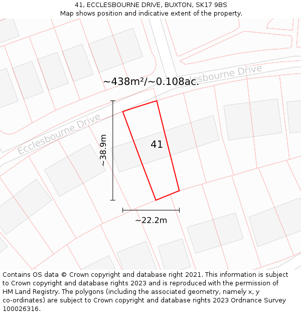 41, ECCLESBOURNE DRIVE, BUXTON, SK17 9BS: Plot and title map