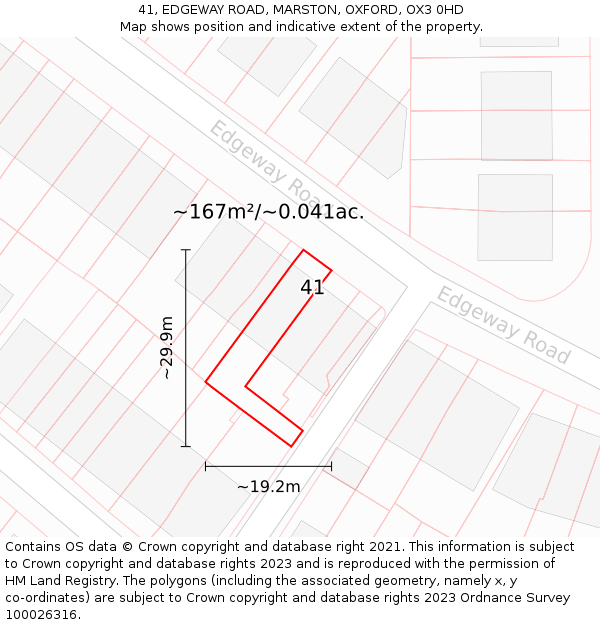 41, EDGEWAY ROAD, MARSTON, OXFORD, OX3 0HD: Plot and title map