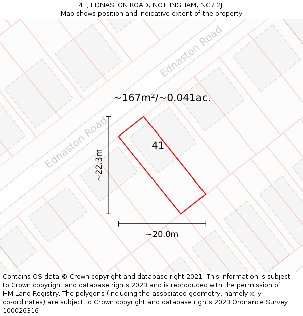 41, EDNASTON ROAD, NOTTINGHAM, NG7 2JF: Plot and title map