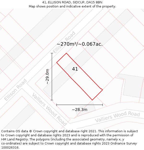 41, ELLISON ROAD, SIDCUP, DA15 8BN: Plot and title map