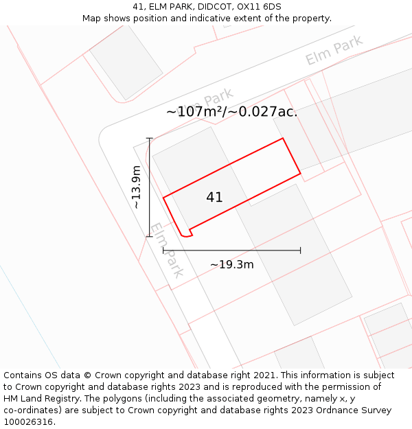 41, ELM PARK, DIDCOT, OX11 6DS: Plot and title map